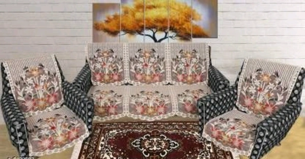 Dakshya Industries White Printed Cotton Sofa cover - Cotton, Floral Printed, Multipack 1